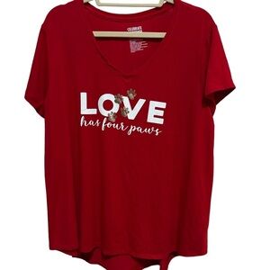 Celebrate Together - Red T shirt - “Love has 4 Paws” Size XXL